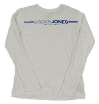 Bielo-modré tričko s nápismi Jack & Jones
