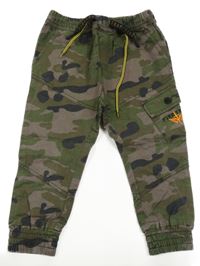 Hnědo-khaki army plátenné cargo cuff nohavice Firetrap