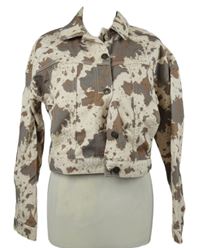 Dámská smetanovo-hnědá vzorovaná riflová crop bunda River Island 