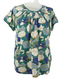 Dámská zeleno-modro-bílá květovaná halenka Julipa 