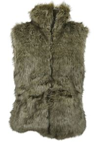 Dámska hnedo-béžová kožušinová vesta EWM