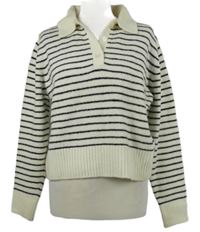 Dámský bílo-černý pruhovaný svetr s límečkem Primark 