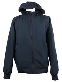 Pánska tmavomodrá šušťáková jarná bunda s kapucňou EASY