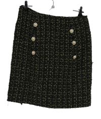 Dámska čierno-zlatá trblietavá sukňa s gombíky Shein