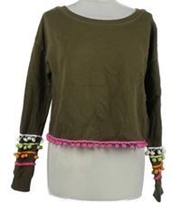 Dámska hnedá crop mikina s bambulkami Asos