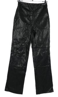 Dámske čierne koženkové široké nohavice Asos