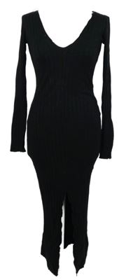 Nové - Dámské černé žebrované úpletové šaty Zara 