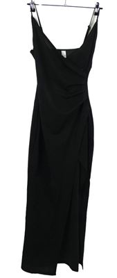 Dámské černé dlouhé společenské šaty s  řasením H&M