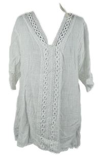 Nové - Dámská bílá mušelínová plážová tunika s krajkou Goose Island 