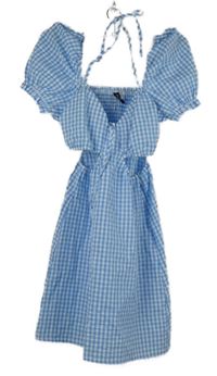 Dámské světlemodro-bílé kostičkované šaty s průstřihy H&M