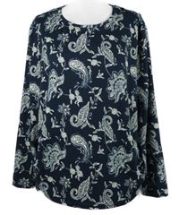 Dámský tmavomodro-bílý vzorovaný lehký svetr Gina Benotti 