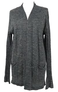 Pánsky sivo-tmavomodrý melírovaný svetrový cardigán Zara