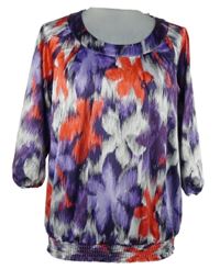 Dámská fialovo-červeno-šedá květovaná saténová halenka Debenhams 