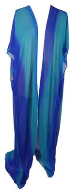 Dámsky safírovo-tyrkysový tylový dlhý plážový cardigán