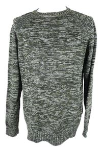 Pánský khaki-černý melírovaný svetr H&M