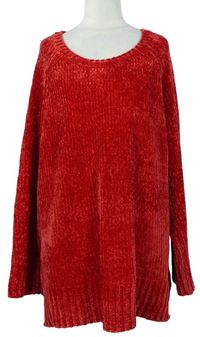 Dámsky červený žinylkový sveter George