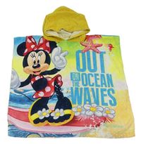 Žlto-zelené froté osuškové pončo s Minnie a kapucňou