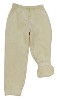 Smetanové žebrované sametové teplé kalhoty Primark