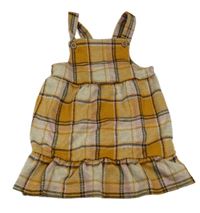 Hořčicovo-bielo-ružovo-čierne kockované na traké šaty zn. Tu