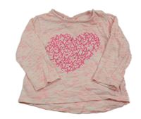 Bielo-neónově ružové melírované tričko s potlačou zn. Topomini