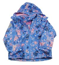Modrá šušťáková jarná bunda s mačkami a kapucňou Impidimpi