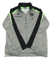 Šedo-černo-zelená sportovní propínací mikina s potiskem Erima