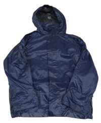 Tmavomodrá šušťáková nepromokavá bunda s kapucňou