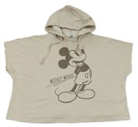 Svetlobéžová oversize tepláková vesta s Mickey Mousem a kapucňou Disney