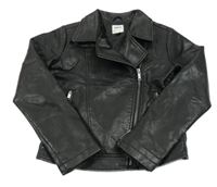 Černá koženková crop bunda