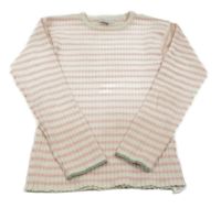 Růžovo-bílý pruhovaný žebrovaný svetr Primark