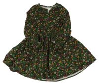 Tmavozelené menšestrové šaty s kvietkami C&A