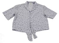 Svetlomodrá kvetinová crop blúzka H&M