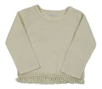 Smotanové rebrované tričko s strapcemi