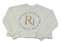 Biela crop mikina so zlato-čierným nápisom River Island