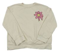 Smetanová mikina s květinou LC WAIKIKI