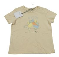 Nové - smotanové tričko s dinosaurom Tu