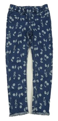 Tmavomodré teplákové džegíny s notami Little Kids