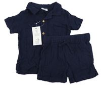Nové - 2 set - tmavomodrá košile + tmavomodré kraťasy F&F