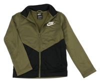 Khaki-černá sportovní propínací mikina s logem Nike