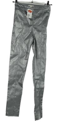Nové - Dámske strieborné nohavice s pukmi H&M