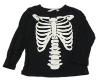 Čierne bavlnené tričko s kostlivcem H&M