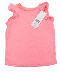 Neonvoě ružové tričko s volánikmi F&F