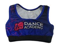 Zafírový športový crop top s nápisom