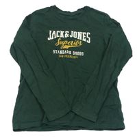 Tmavozelené tričko s nápisom Jack & Jones