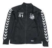 Černá sportovní propínací mikina s potiskem Hummel