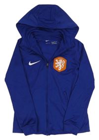Modrá sportovní funkcni propínací mikina s nášivkou Nike