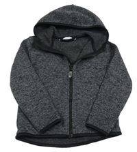 Šedo-černá melírovaná pletená propínací mikina s kapucí H&M