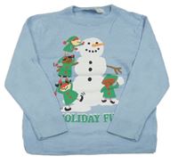 Svetlomodrý sveter so sněhulákem H&M