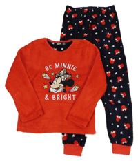 Červeno-tmavomodré chlpaté pyžama s Minnie zn. Disney