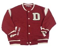 Vínovo-bílá baseballová mikina s písmenem Zara